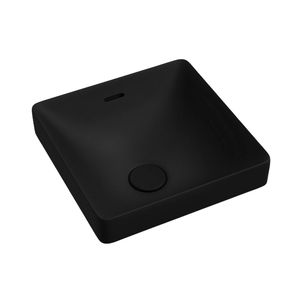 Fienza Aluca Square Semi-Inset Basin with Overflow Matte Black
