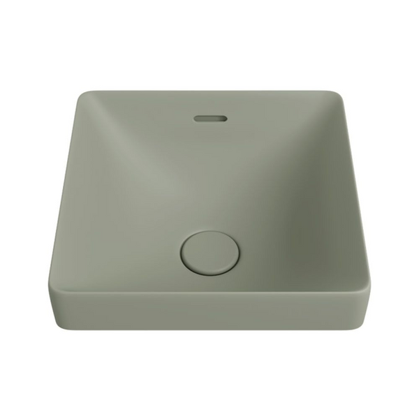 Fienza Aluca Square Semi-Inset Basin with Overflow Matte Olive