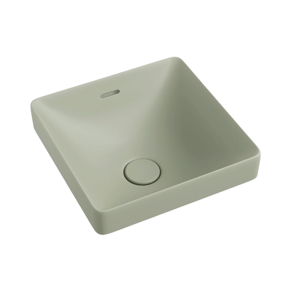Fienza Aluca Square Semi-Inset Basin with Overflow Matte Olive