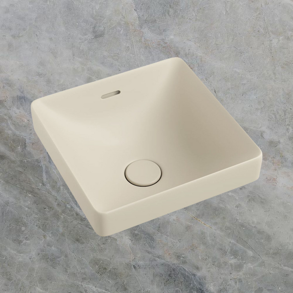 Fienza Aluca Square Semi-Inset Basin with Overflow Matte Khaki
