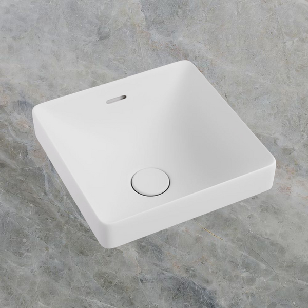 Fienza Aluca Square Semi-Inset Basin with Overflow Matte White