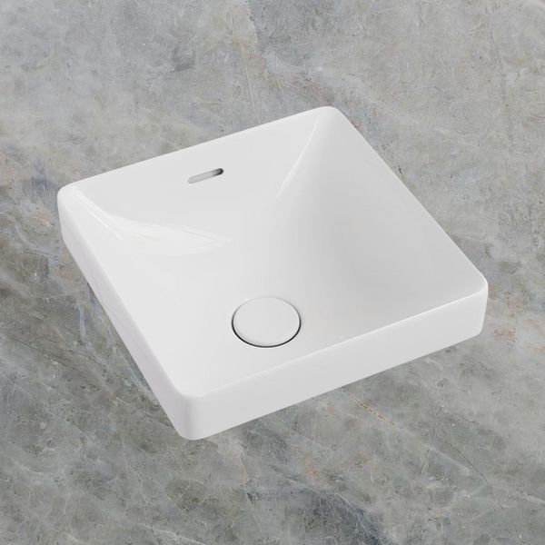 Fienza Aluca Square Semi-Inset Basin with Overflow Gloss White