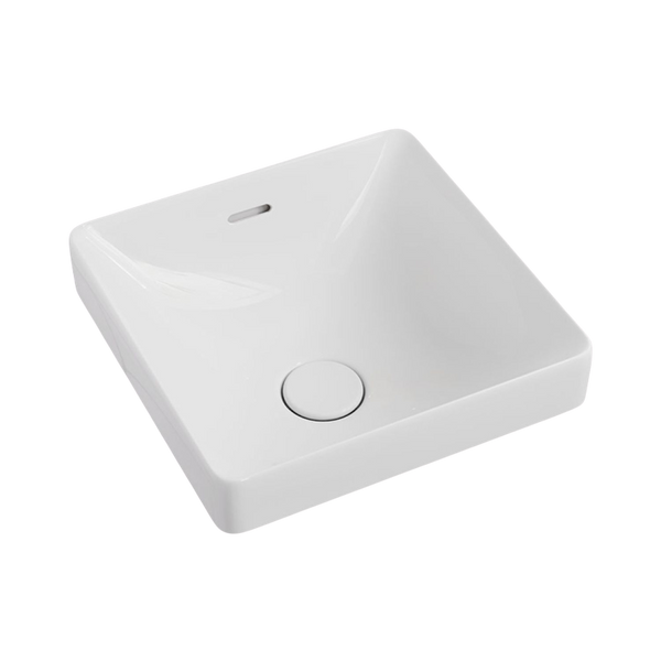 Fienza Aluca Square Semi-Inset Basin with Overflow Gloss White