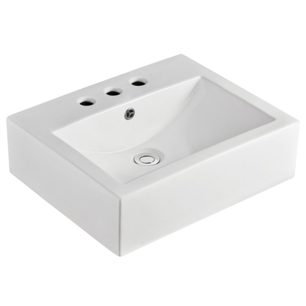Fienza Willow Above Counter Basin with Overflow 3 Tap Holes Gloss White