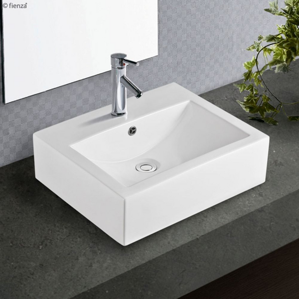 Fienza Willow Above Counter Basin with Overflow 1 Tap Hole Gloss White