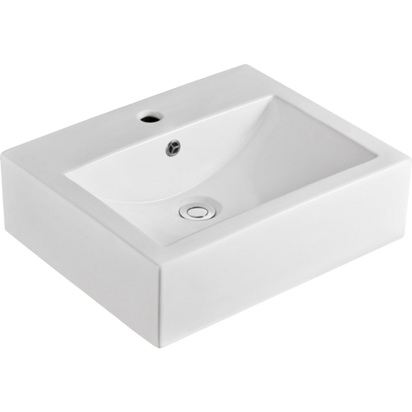 Fienza Willow Above Counter Basin with Overflow 1 Tap Hole Gloss White