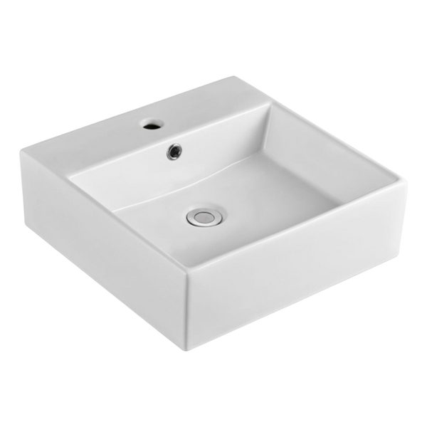 Fienza Helen Above Counter Basin with Overflow 1 Tap Hole Gloss White