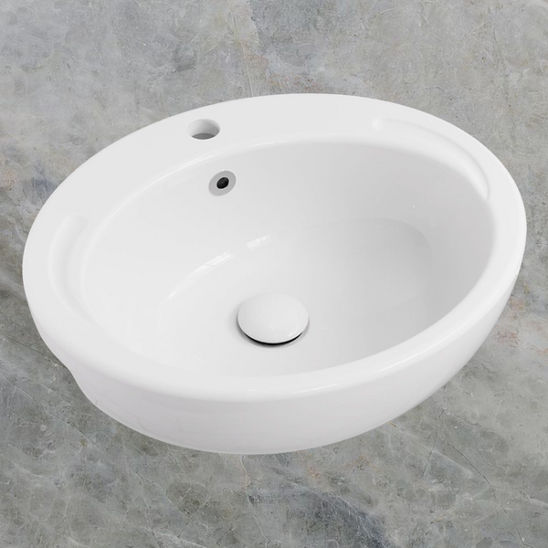 Fienza Micki Semi-Recessed Basin with Overflow 1 Tap Hole Gloss White