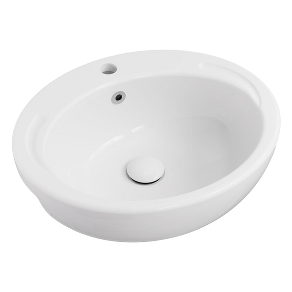Fienza Micki Semi-Recessed Basin with Overflow 1 Tap Hole Gloss White