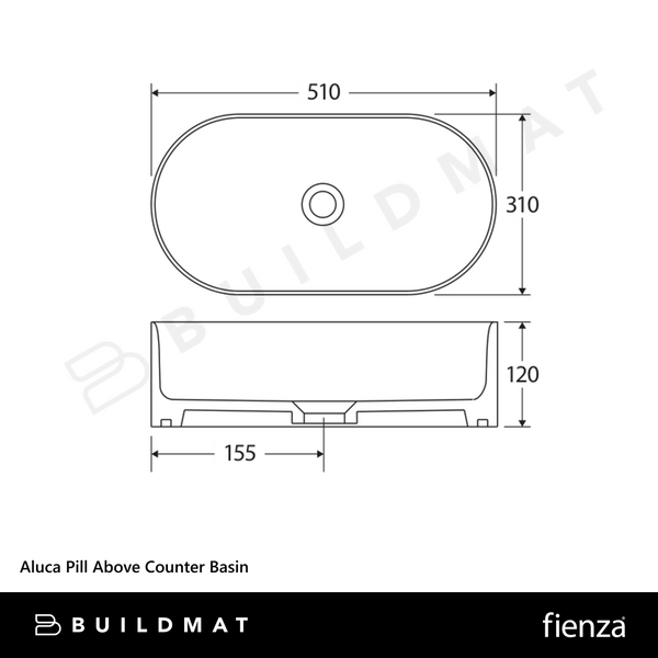 Fienza Aluca Pill Above Counter Basin Matte White