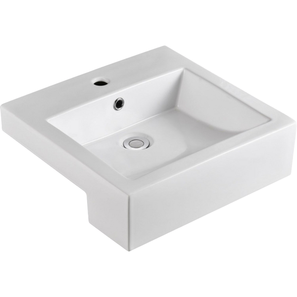 Fienza Jacinta Semi-Recessed Basin with Overflow 1 Tap Hole Gloss White