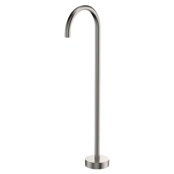Fienza Kaya Gooseneck Floor Mounted Bath Outlet Brushed Nickel