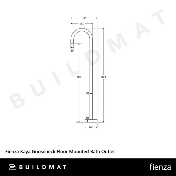 Fienza Kaya Gooseneck Floor Mounted Bath Outlet Gunmetal