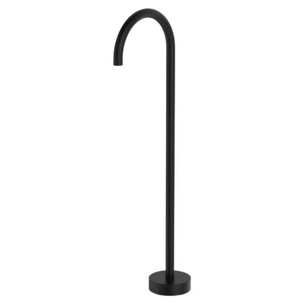 Fienza Kaya Gooseneck Floor Mounted Bath Outlet Matte Black