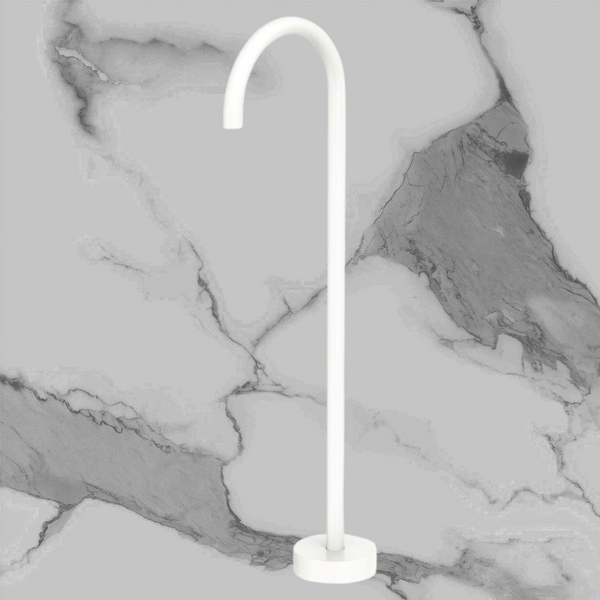 Fienza Kaya Gooseneck Floor Mounted Bath Outlet Matte White