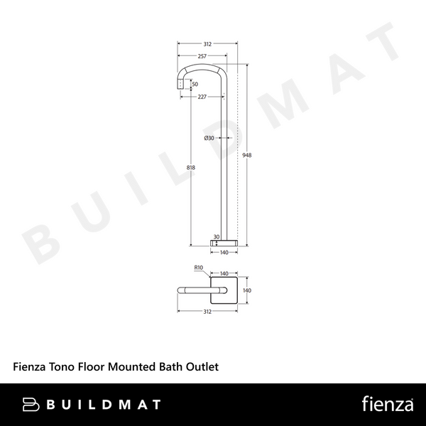 Fienza Tono Floor Mounted Bath Outlet Urban Brass