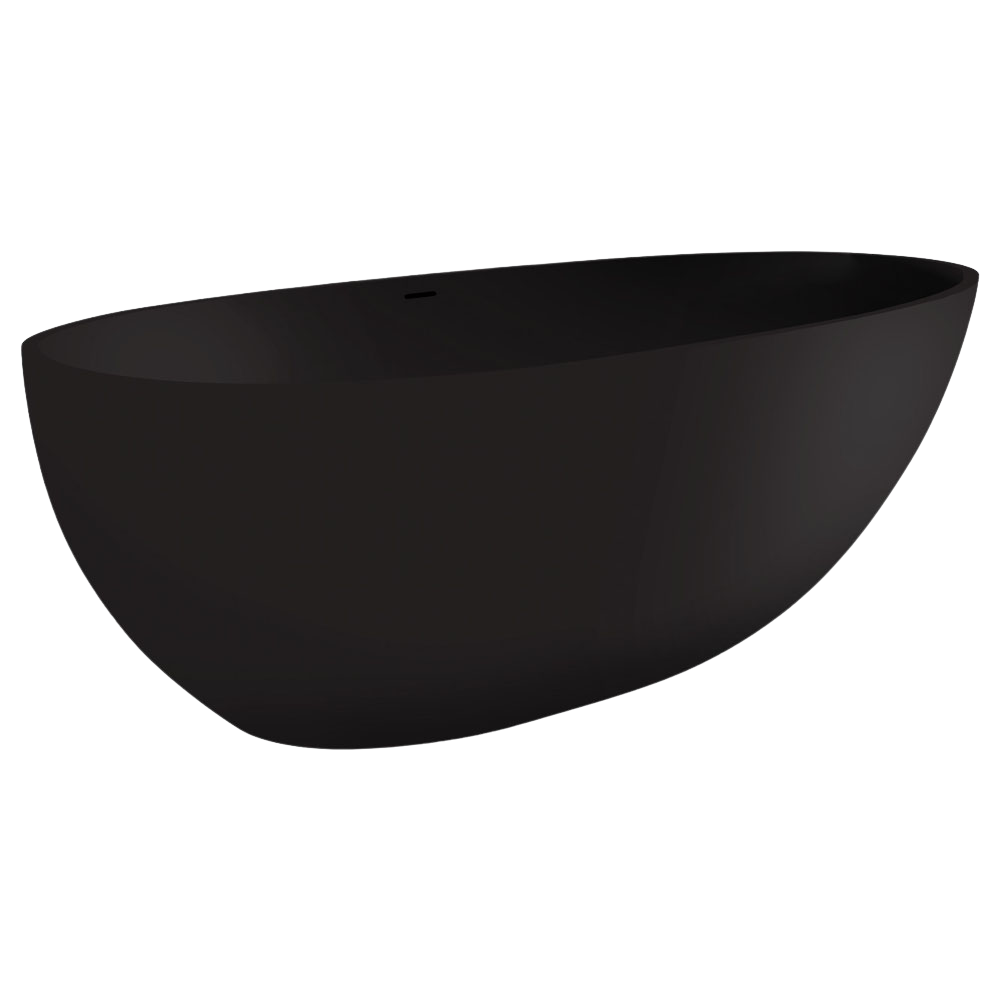 INSTALLATION WARNING: Floor preparation may be required for off-centre waste positions. Please discuss with your builder/plumber before tiling and waterproofing your bathroom.Features: Cast stone solid surface Matte black finish Captivating, asymmetrical design Freestanding style Easy to clean Chrome pop-up/pull-out wa