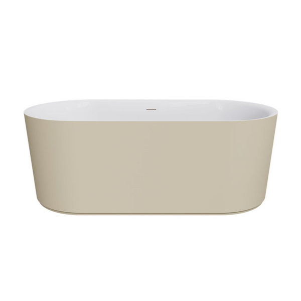 Fienza Empire 1500mm Slim Solid Surface Freestanding Bath with Overflow Matte Khaki