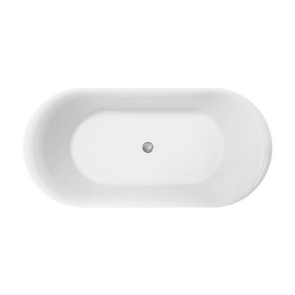 Fienza Empire 1500mm Slim Solid Surface Freestanding Bath with Overflow Matte White