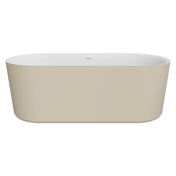 Fienza Empire 1700mm Slim Solid Surface Freestanding Bath with Overflow Matte Khaki