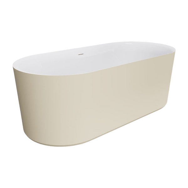 Fienza Empire 1700mm Slim Solid Surface Freestanding Bath with Overflow Matte Khaki