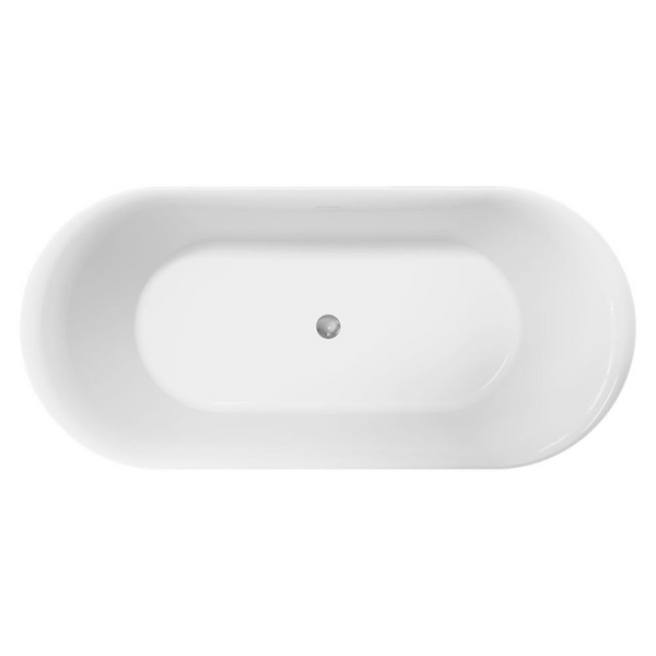 Fienza Empire 1700mm Slim Solid Surface Freestanding Bath with Overflow Matte White