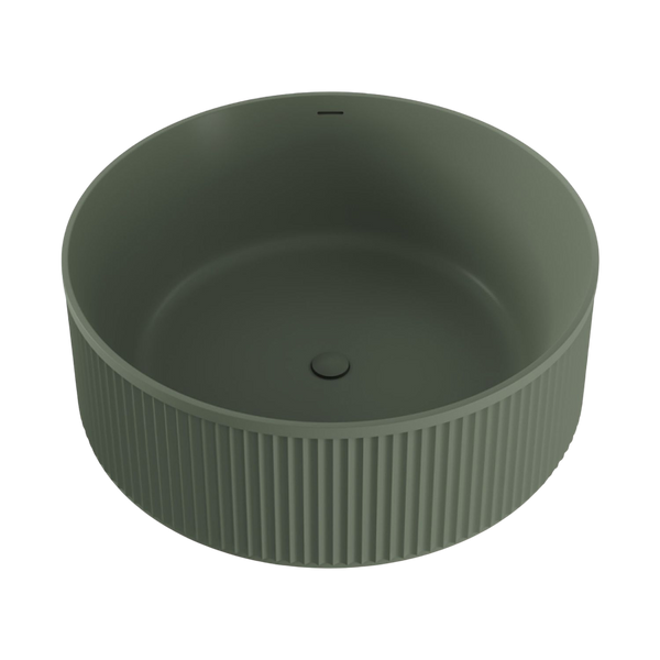 Fienza Minka 1500mm Round Fluted Solid Surface Freestanding Bath with Overflow Forest