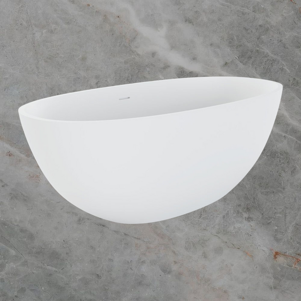 Fienza Sasso Solid Surface Bath 1550mm with Overflow Matte White