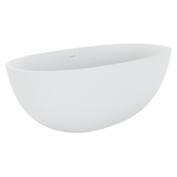 Fienza Sasso Solid Surface Bath 1650mm with Overflow Matte White