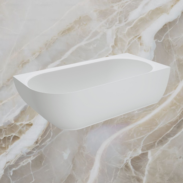 Fienza Matta Left Hand Solid Surface Corner Bath 1700mm Matte White