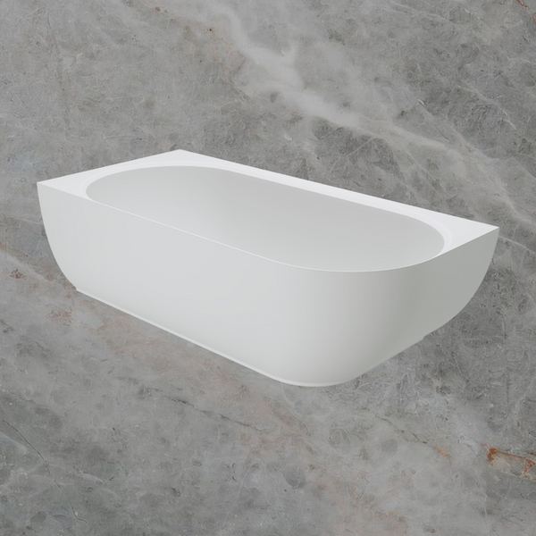 Fienza Matta Right Hand Solid Surface Corner Bath 1700mm Matte White