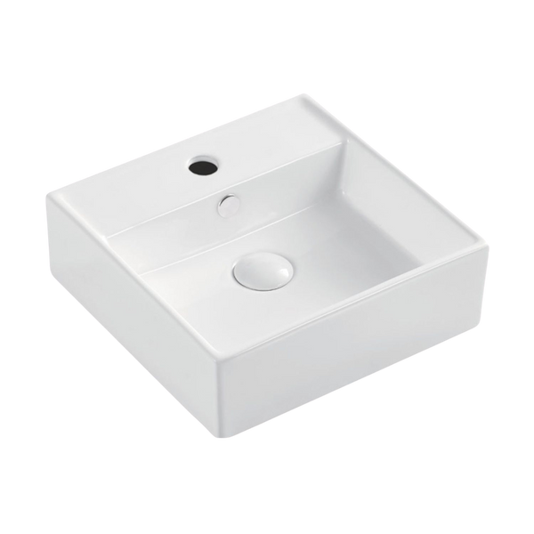 Fienza Helen Junior Above Counter Basin with Overflow 1 Tap Hole Gloss White