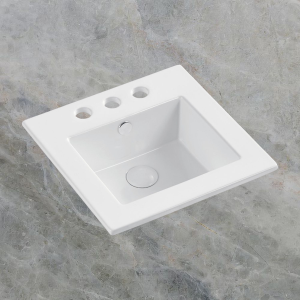 Fienza Allison Fully Inset Basin with Overflow 3 Tap Holes Gloss White