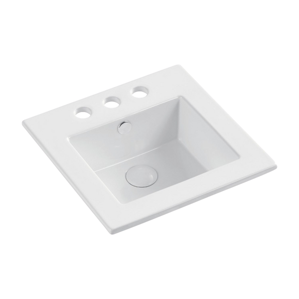 Fienza Allison Fully Inset Basin with Overflow 3 Tap Holes Gloss White
