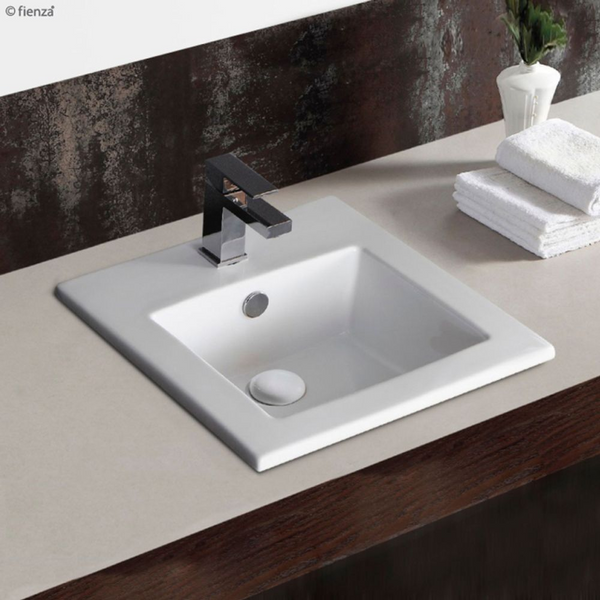 Fienza Allison Fully Inset Basin with Overflow 1 Tap Hole Gloss White
