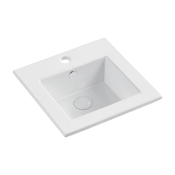 Fienza Allison Fully Inset Basin with Overflow 1 Tap Hole Gloss White