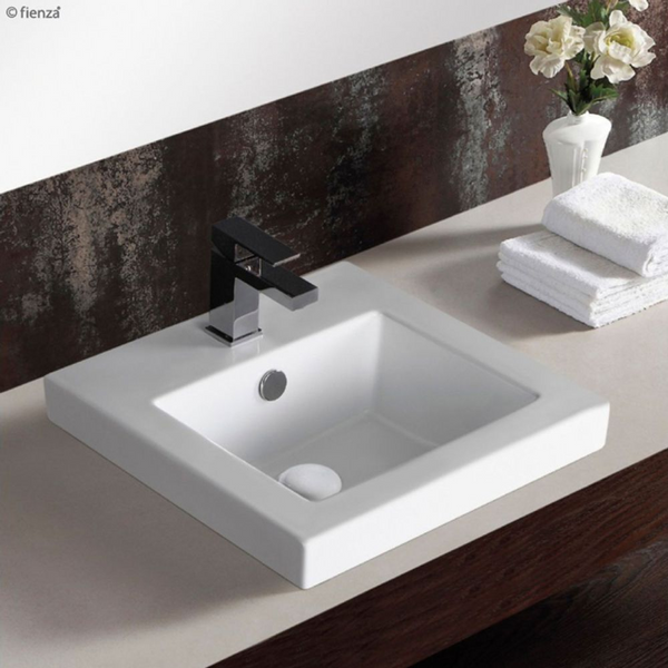 Fienza Alison Semi-Inset Basin with Overflow 1 Tap Hole Gloss White