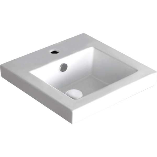 Fienza Alison Semi-Inset Basin with Overflow 1 Tap Hole Gloss White