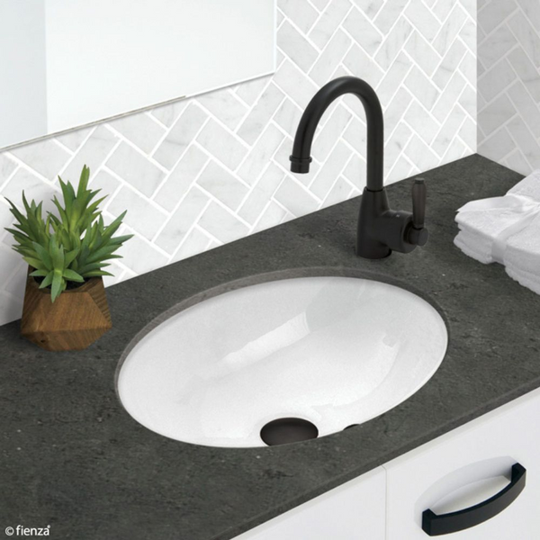 Fienza Karmen Undermount Basin with Overflow Gloss White