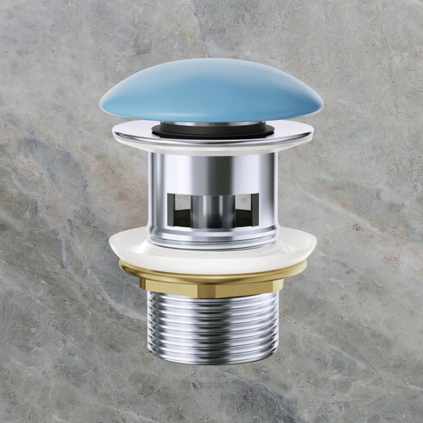 Fienza Pop-Up 32mm with Overflow Basin Waste with Ceramic Cap Matte Blue