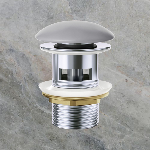Fienza Pop-Up 32mm with Overflow Basin Waste with Ceramic Cap Matte Light Grey