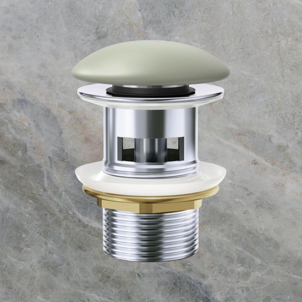 Fienza Pop-Up 32mm with Overflow Basin Waste with Ceramic Cap Matte Olive
