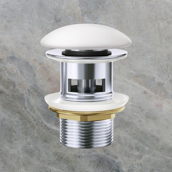 Fienza Pop-Up 32mm with Overflow Basin Waste with Ceramic Cap Matte White