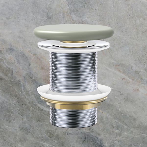Fienza Pop-Up 32mm Non-Overflow Basin Waste with Flat Ceramic Cap Matte Olive