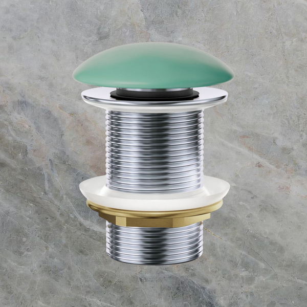 Fienza Pop-Up 32mm Non-Overflow Basin Waste with Ceramic Cap Matte Green