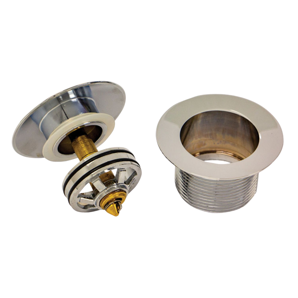 Fienza Universal Pull-Out/Pop-Up Brass Cap Bath Waste with Overflow Brushed Nickel