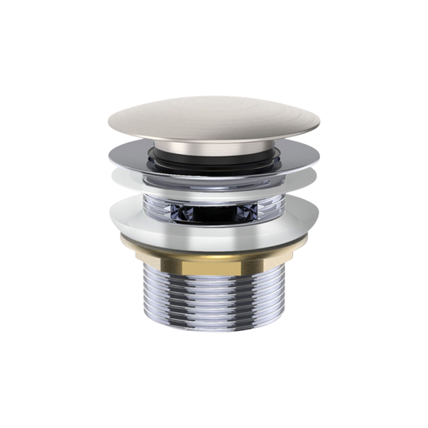 Fienza Universal Pull-Out/Pop-Up Brass Cap Bath Waste with Overflow Brushed Nickel