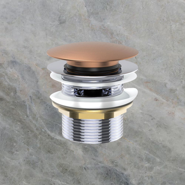Fienza Universal Pull-Out/Pop-Up Brass Cap Bath Waste with Overflow Brushed Copper