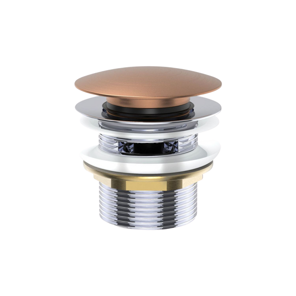 Fienza Universal Pull-Out/Pop-Up Brass Cap Bath Waste with Overflow Brushed Copper