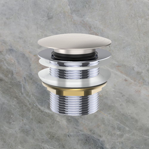 Fienza Universal Pull-Out/Pop-Up Brass Cap Bath Waste Non-Overflow Brushed Nickel